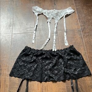 Elegant Black and White Lace Lingerie Set